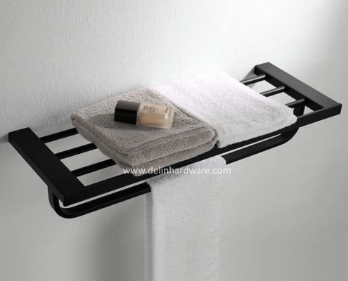 Delin Black Bath Accessories 6 495x400 - Towel Rack 1818 Matte Black